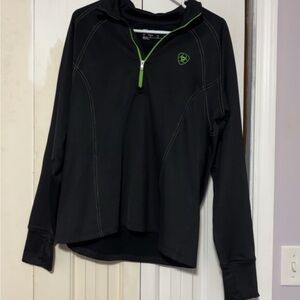Black and Green Quarter-Zip Pullover